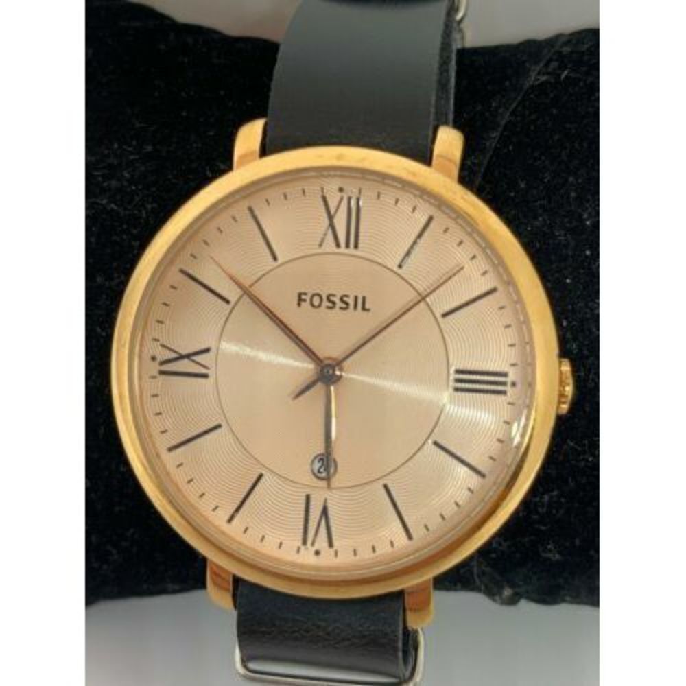FOSSIL ES3435 Jacqueline Women Leather Analog Rose Gold Dial Quartz Watch ZW3435